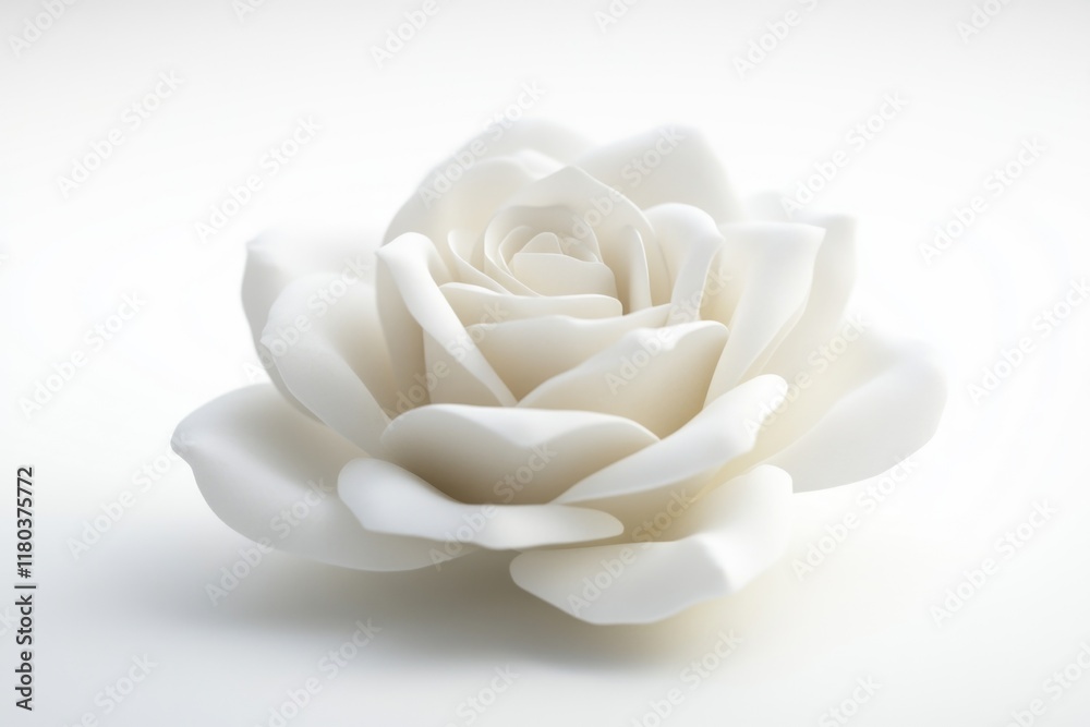 Poster a beautiful close up of a white flower on a white surface, great for use in still life photography o