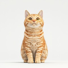 Obraz premium A cute and curious orange striped Asian cat sitting gracefully. Its expressive eyes capture attention and charm.