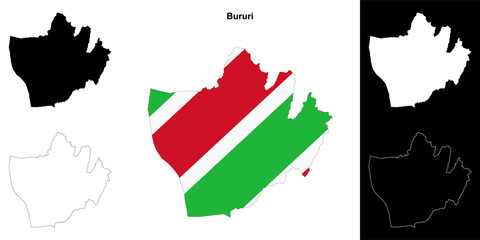 Bururi province outline map set