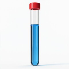 Blue liquid test tube isolated on white background