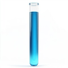 Blue test tube on white background
