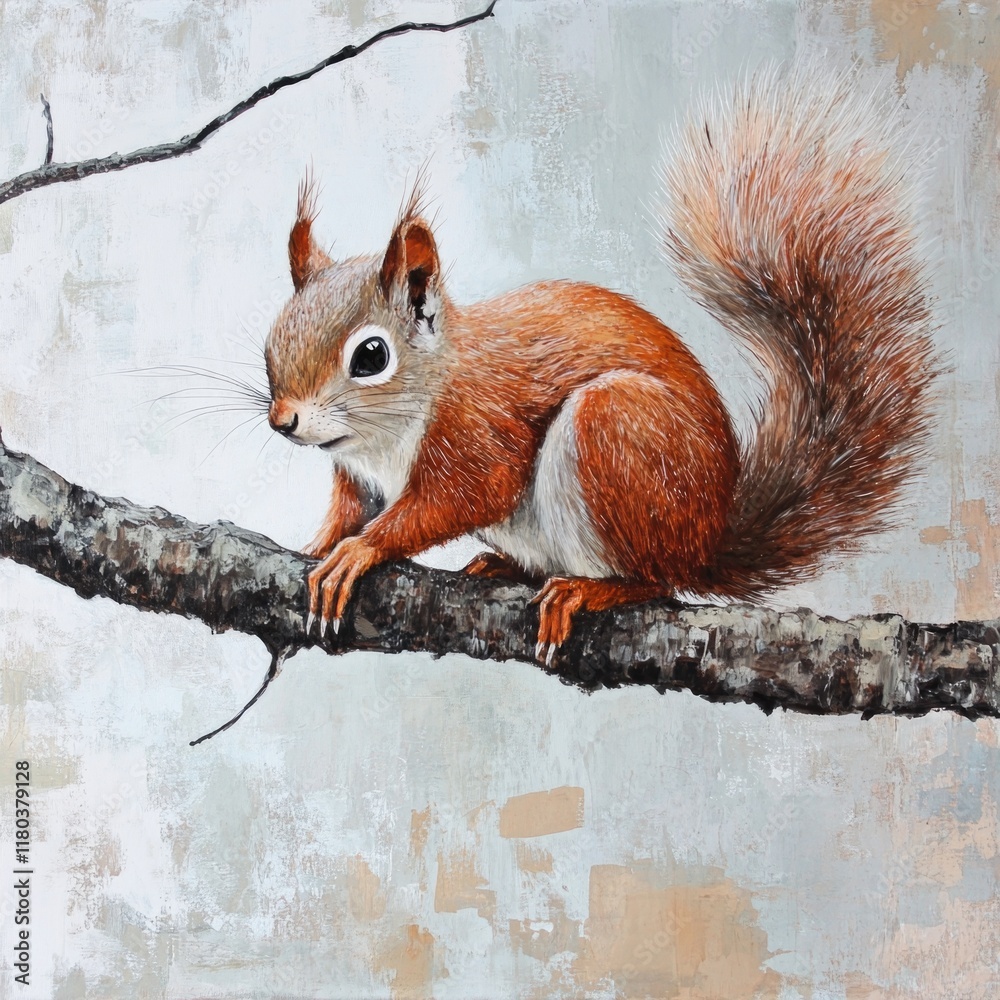 Poster a squirrel perched on a tree branch