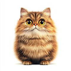 A cute, fluffy Foldex cat with large, expressive eyes, sitting gracefully against a plain white background.