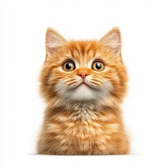Obraz premium A cute, fluffy orange Pixiebob cat with large eyes, looking curiously at the camera. Perfect for pet lovers and animal enthusiasts.
