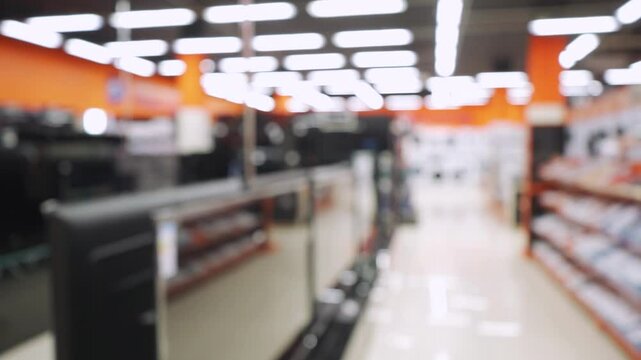 Blurry electronics store corner