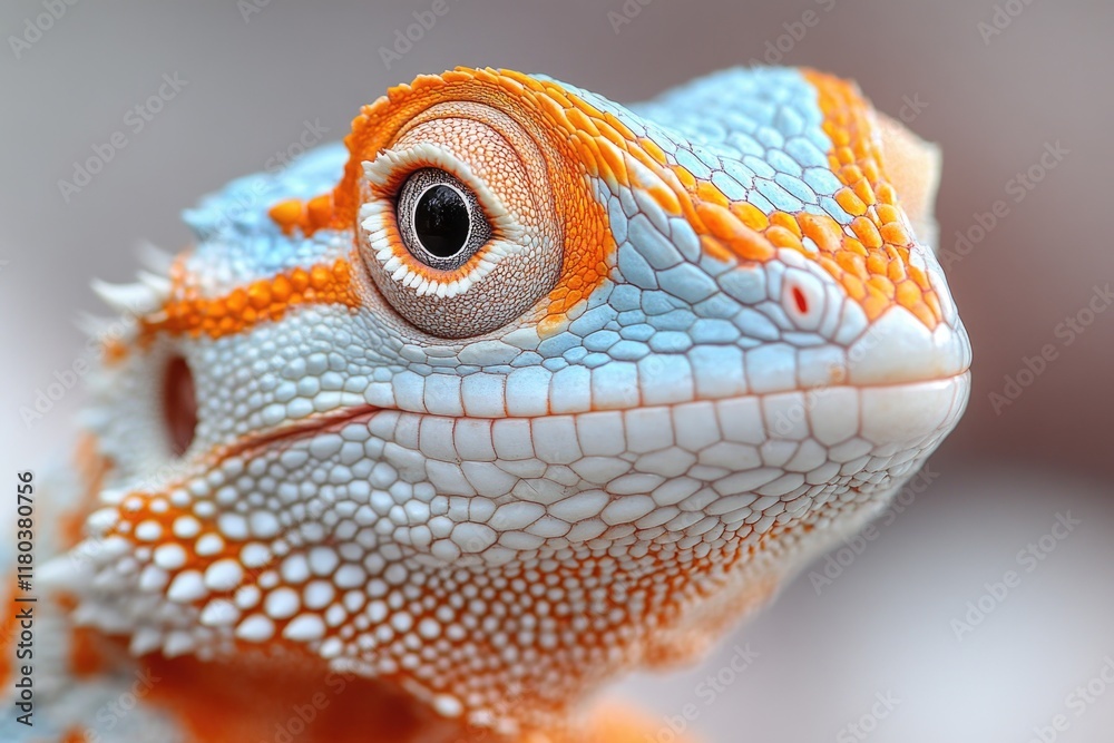 Poster a detailed image of a lizard's facial features with a blurred out background