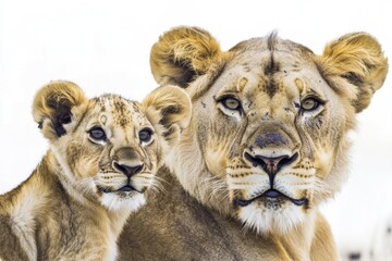 Fototapeta premium Two lions sitting side by side