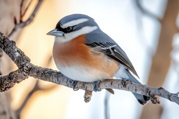 A small bird perches on the branch of a tree, natural scenery