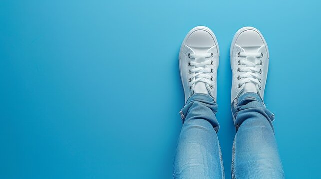 Youth athletic sneakers wide banner ad featuring sports shoes with space for custom text layout