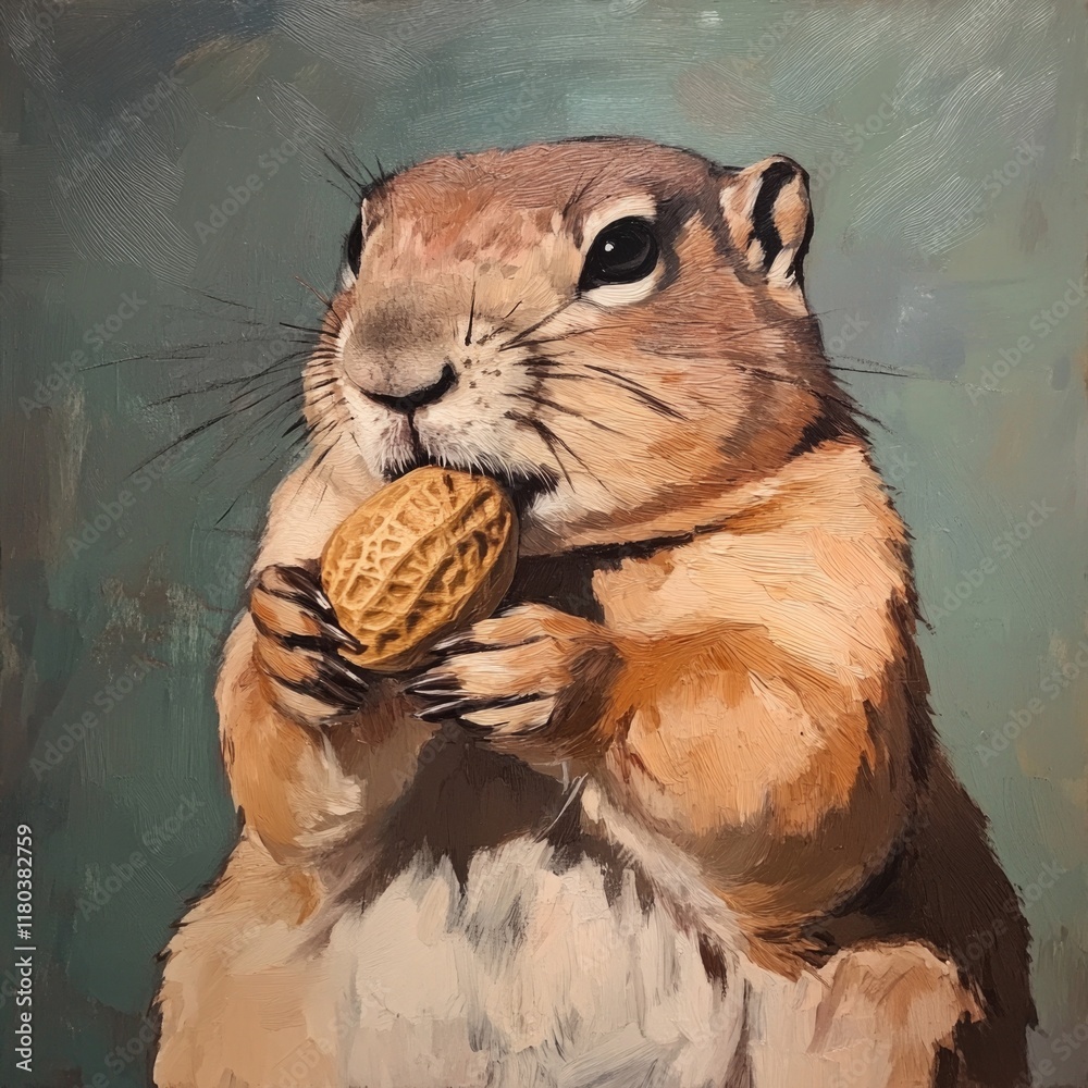 Aufkleber a close-up image of a squirrel enjoying a peanut