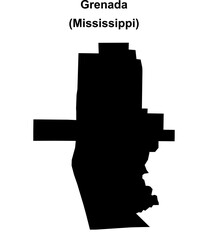 Grenada (Mississippi) blank outline map