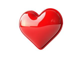 Bright red heart symbol representing love and affection against a plain background