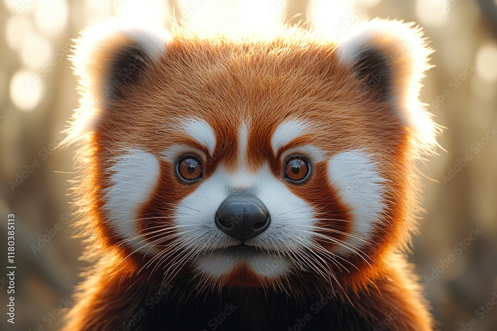 Aufkleber A close-up view of a red panda's face with distinctive markings and fur