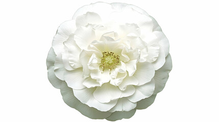 Close-up of a pristine white rose, isolated on white background.