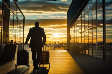 Man in a suit carrying a suitcase, likely on his way to a business trip or moving to a new location