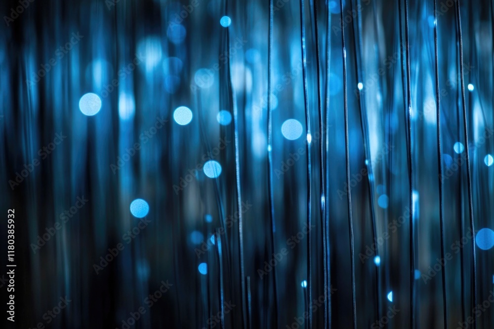 Poster a detailed view of a collection of blue light bulbs or strings