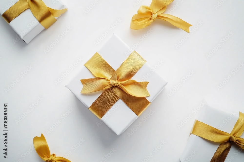 Poster a small, ornate box with a golden ribbon tied around the lid, suitable for wrapping a present or as 