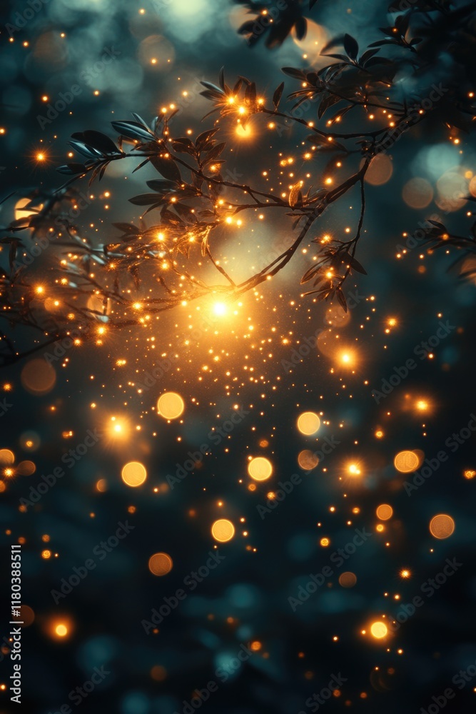 Poster a tree decorated with colorful lights for a festive occasion