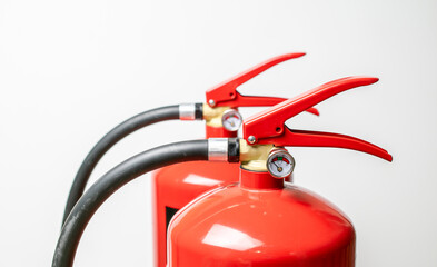 fire extinguisher. close-up of valve and pressure gauge