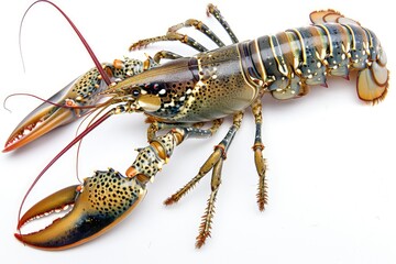 Vibrant Color Image of a Real Painted Spiny Lobster on a White Background