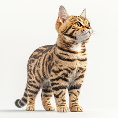Fototapeta premium A majestic Bengal cat standing confidently, showcasing its unique spotted coat and expressive eyes.