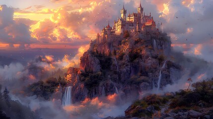 Majestic Castle Perched Atop A Mountainous Peak