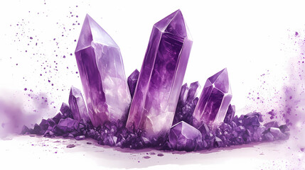 Fototapeta premium Amethyst crystal geode a white background 