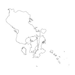 Sulawesi Tenggara province blank outline map