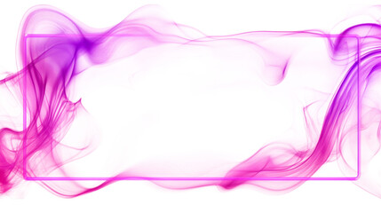 Fototapeta premium A pink line frame with pink smoke around edges isolated on white background