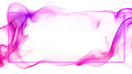 A pink line frame with pink smoke around edges isolated on white background
