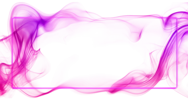 A pink line frame with pink smoke around edges isolated on white background
