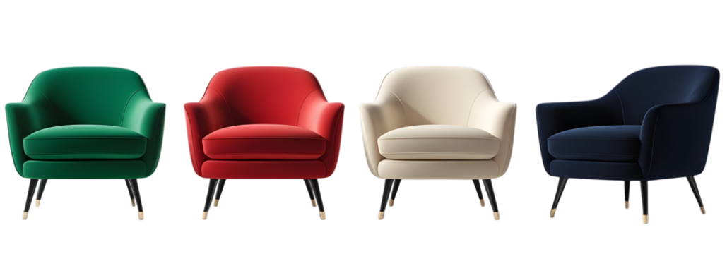 stylish set of chairs in multiple colors with elegant and modern designs, perfect for offices, homes, and lounges