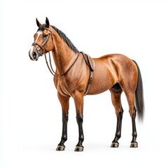 Obraz premium Beautiful brown Paso Fino horse standing confidently, showcasing strong physique and elegant features, perfect for equine-themed projects.