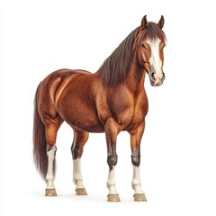Obraz premium Majestic brown Belgian horse standing elegantly, showcasing strength and grace against a plain background.