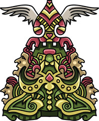 Ethnic Ornaments with faces and wings