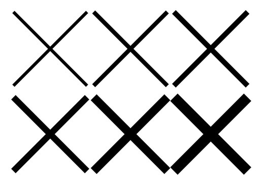 Hoja de iconos de equis o trazado negro