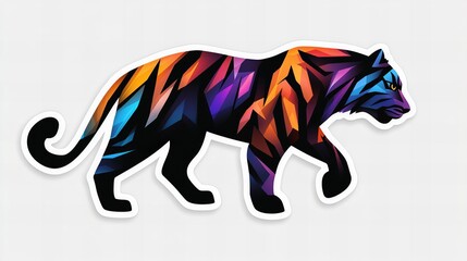 Obraz premium Vibrant geometric tiger illustration. A colorful and stylized design.