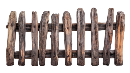 old wooden fence isolated on white background 