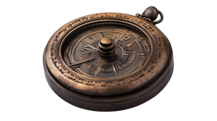 Old-fashioned compass with a vintage design isolated on white background