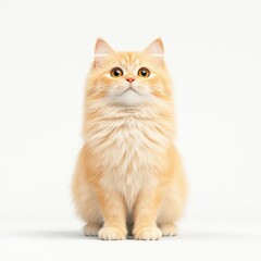A cute, fluffy orange Turkish Van cat gazing upwards with bright, curious eyes, embodying the playful spirit of feline companions.