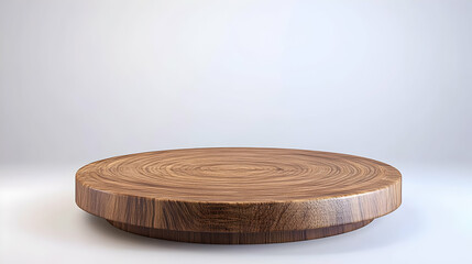 3D rendering of a wooden podium with textured grain for artisan food branding
