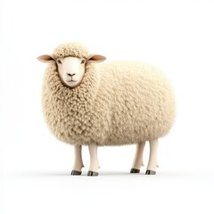 Fototapeta premium A fluffy Icelandic sheep stands calmly, showcasing its soft wool and gentle appearance, symbolizing tranquility and rural life.