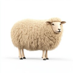 Fototapeta premium A fluffy Shropshire sheep stands confidently, showcasing its thick wool coat and charming expression.