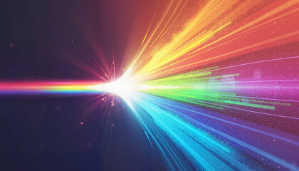 Fototapeta premium Abstract rainbow light beams on dark background