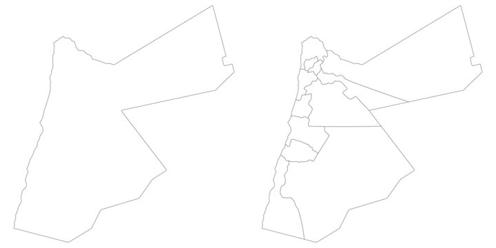 Map of Jordan. Jordan map in set white color