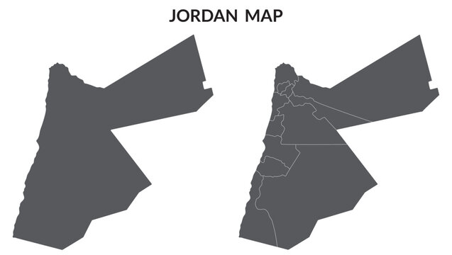 Map of Jordan. Jordan map in set grey color