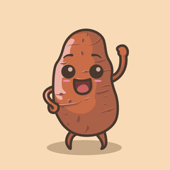 Adorable Cute Sweet Potato Vegetable Character Illustration