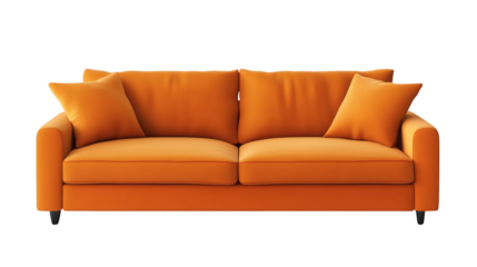 A orange sofa isolated on white background
