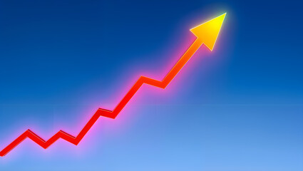 Bright red graph rising against a blue sky, symbolizing optimism, growth, and upward trends. Generative AI