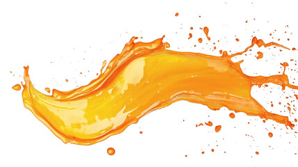 Orange watercolor brush stroke splash with uneven natural edges isolated on white background